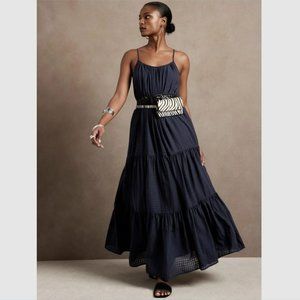 Banana Republic  Women Petite Canna Cotton Dress Blue